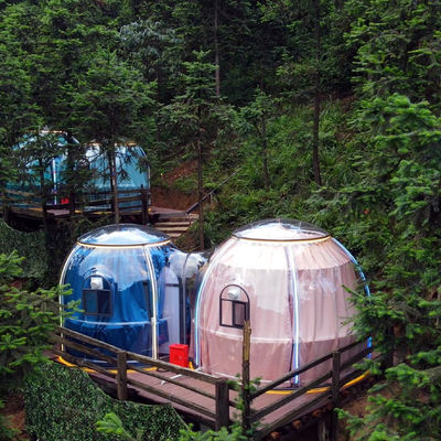 New Design Hotel Polycarbonate Dome Tent Modular Prefab PC Bubble Double Dome House For Resort