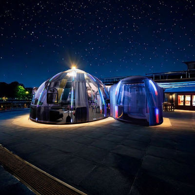 Custom Polycarbonate Waterproof Hotel Glamping Double Bubble Dome House For Romantic Resort