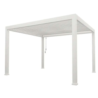 Smart Outdoor Lounge Pavilion with Aluminium Alloy Electric Louver Turning Control