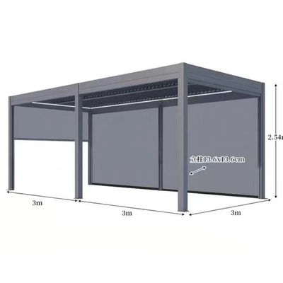 Aluminium Alloy Electric Louver Turning Pavilion for Windproof Rolling Curtains Shade Sun in Outdoor Villa Courtyard