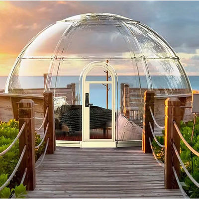 Transparent Camping Hotel Prefabricated Dome for Outdoor Bubble House Yurt With LED Lighting