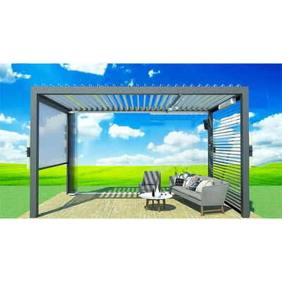 Outdoor Patio Flipped Louver Pavilion Aluminum Alloy Outdoor Electric Shade Pavilion Villa Sun Protection Pavilion